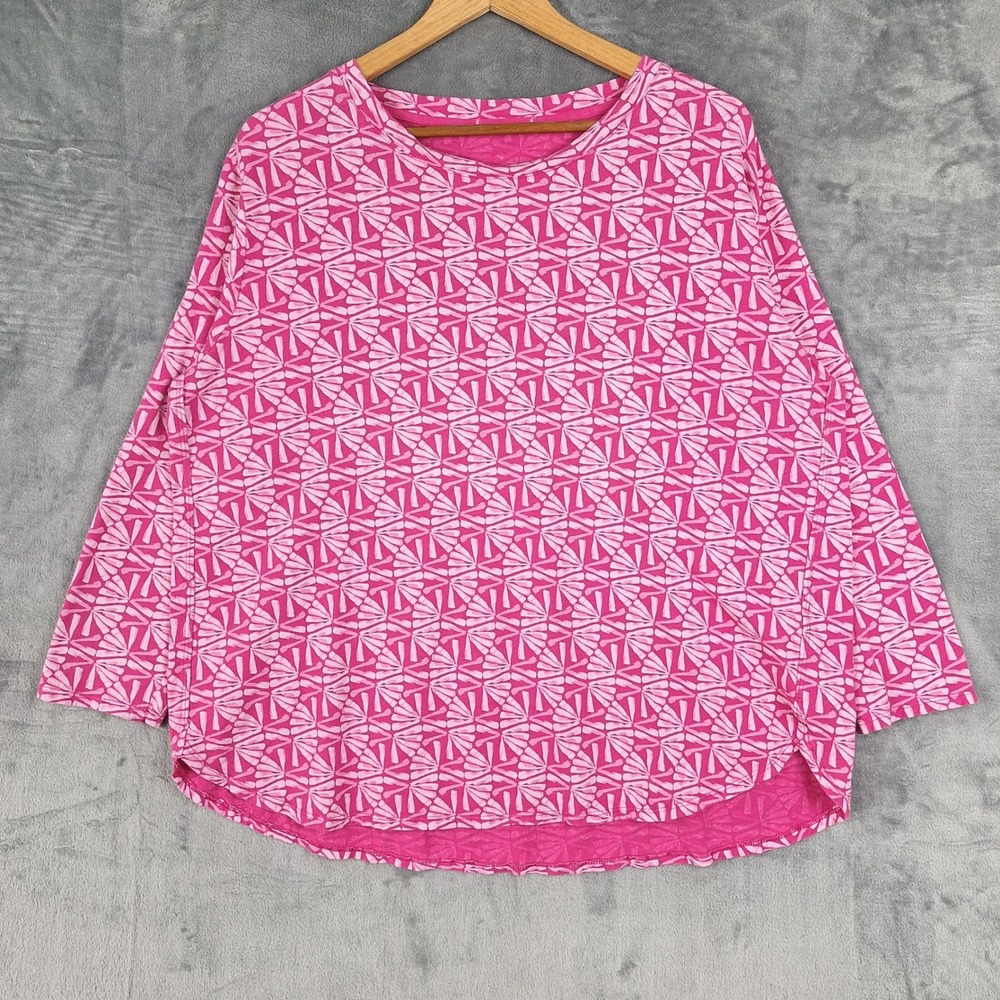 Fresh Produce Top 2X Pink Abstract Beach Coastal Cruise Resort Casual Cotton